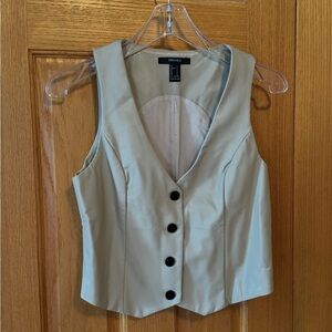 Forever 21 Leather Beige Button-Up Vest